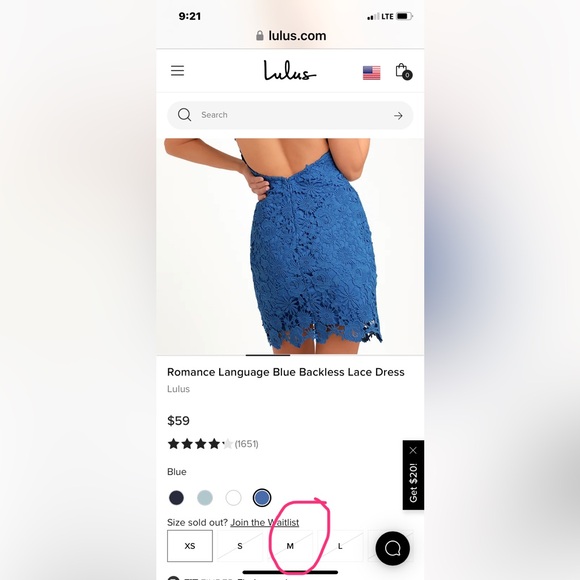 Lulu’s Romance Language Blue Backless Lace Dress sz M - Picture 4 of 16